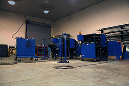 three blue custom machines 